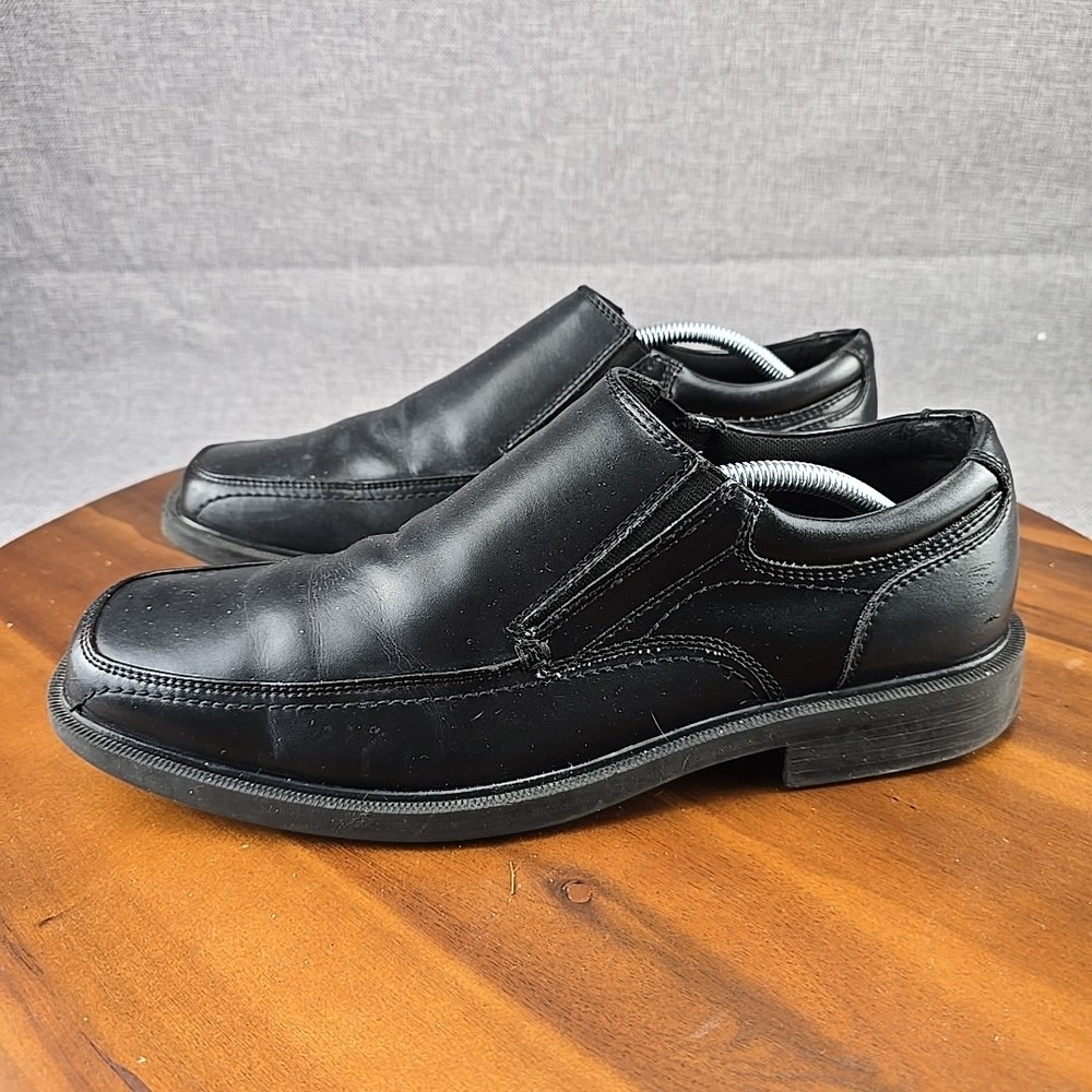 Dockers Mens Black Slip On Loafers Square Toe Bicycle Stitch Dress Shoes Sz 10.5
